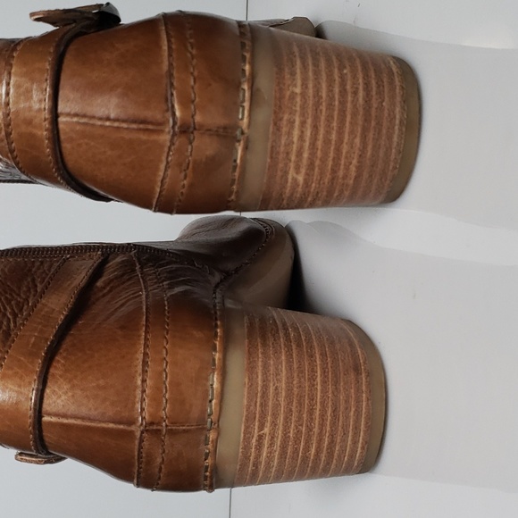 Dansko Hayley Ankle Boot Women's Size 42 Brown Milled Calf Tan Leather Zip Block - Picture 5 of 16